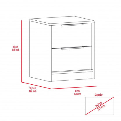 19" Wood Two Drawer Nightstand