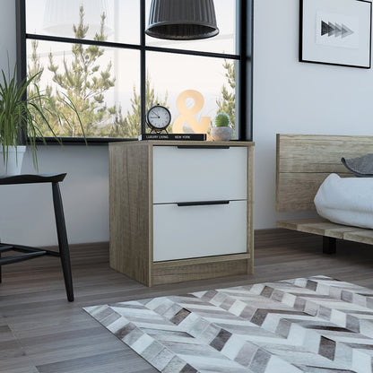 19" Wood Two Drawer Nightstand