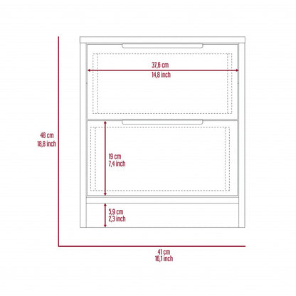 19" Wood Two Drawer Nightstand