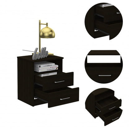 20" Wood Two Drawer Nightstand