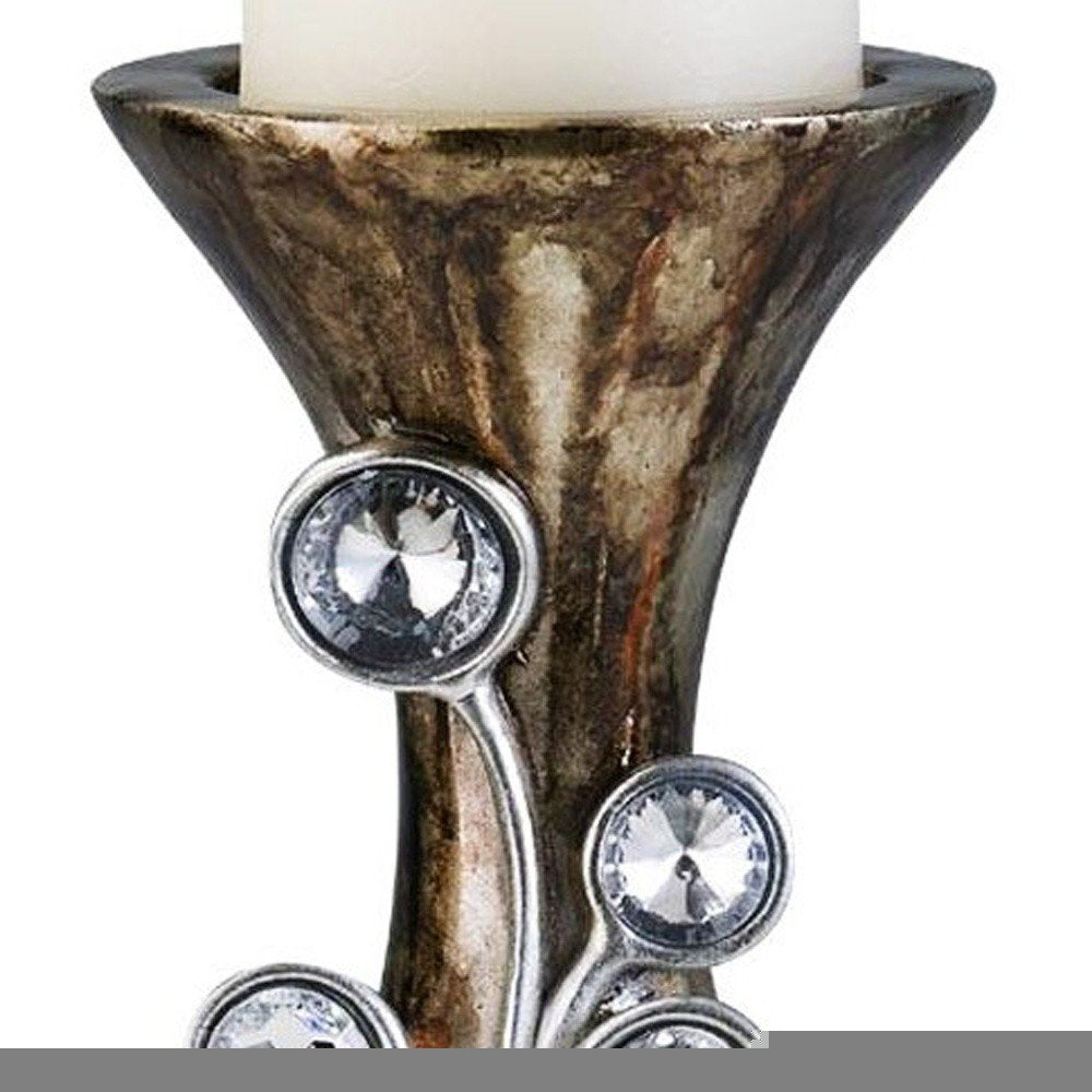 20" Ornate Faux Crystal Tabletop Pillar Candle Holder