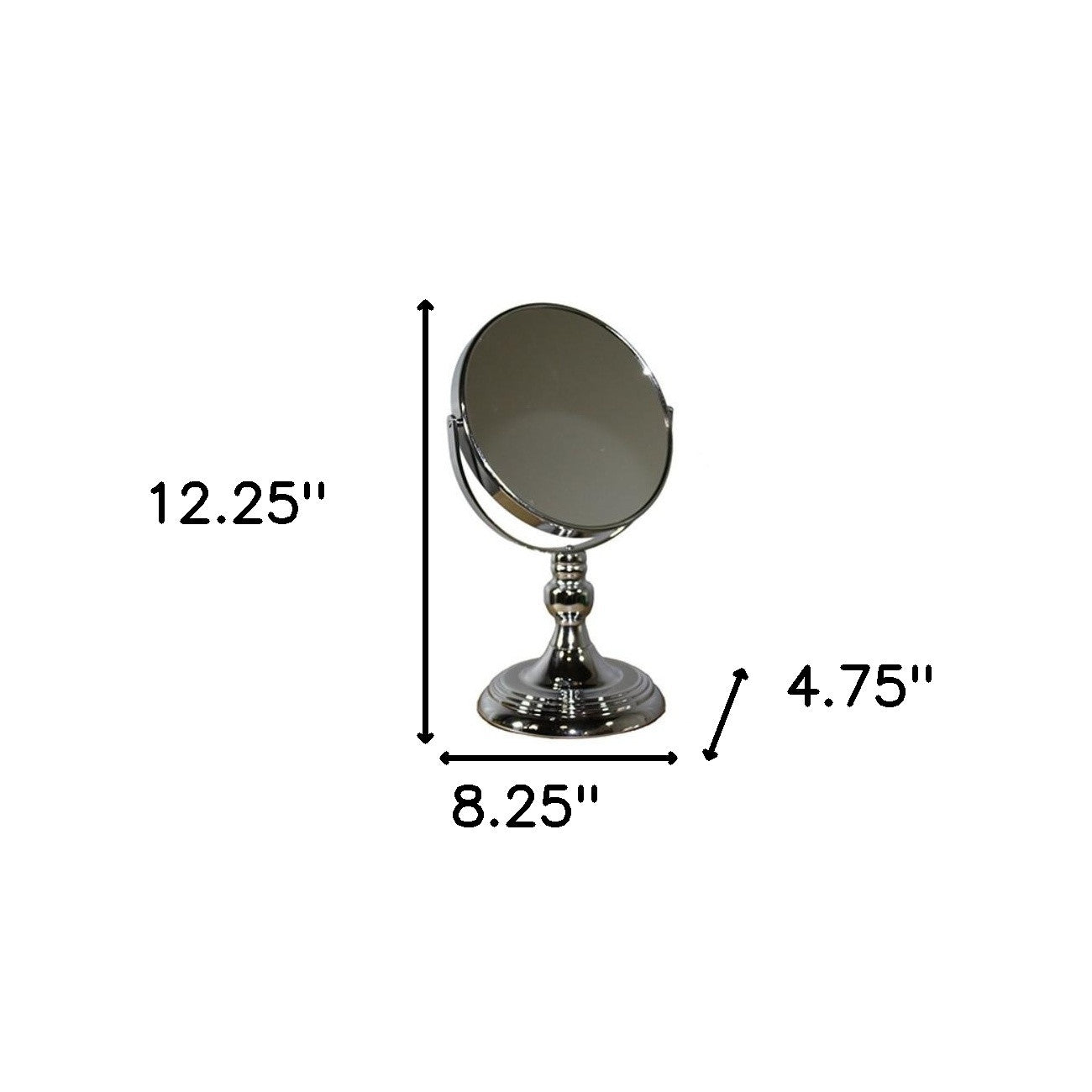 12" Silver Round Metal Framed Makeup Shaving Tabletop Mirror