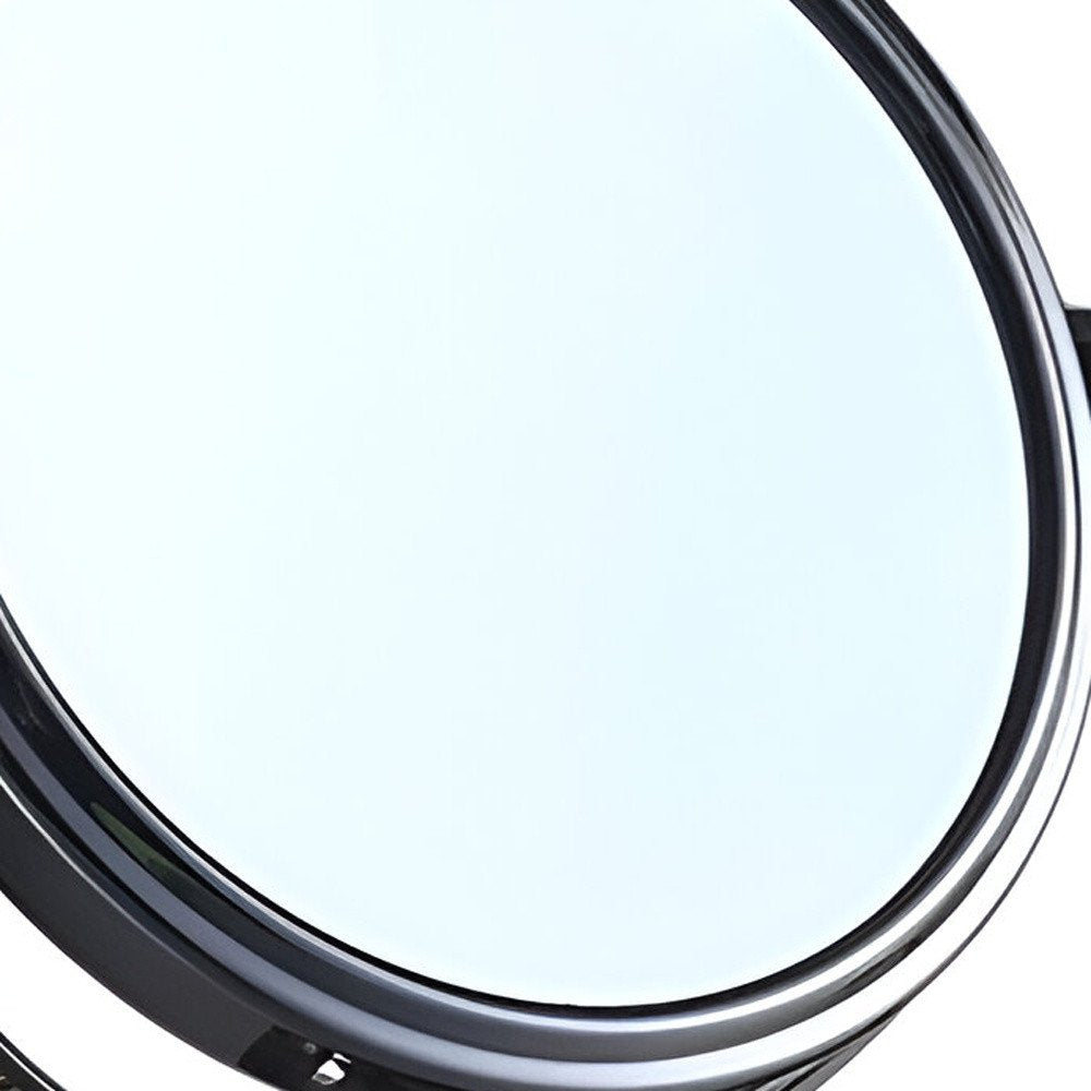 9" Black Round Metal Framed Makeup Shaving Tabletop Mirror