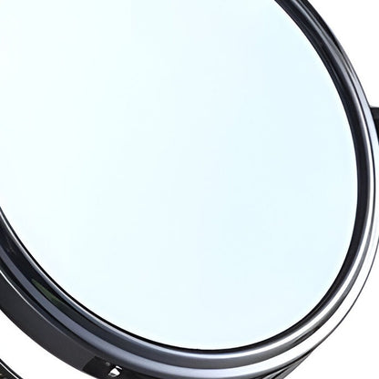 9" Black Round Metal Framed Makeup Shaving Tabletop Mirror