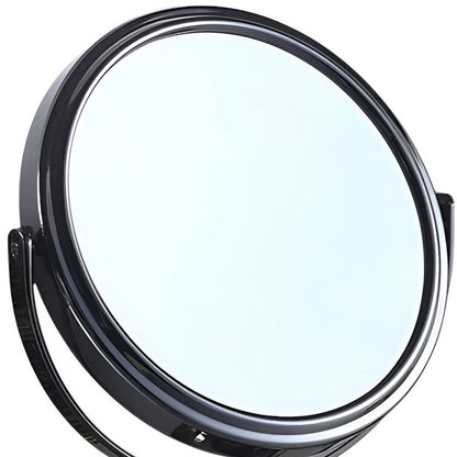 9" Black Round Metal Framed Makeup Shaving Tabletop Mirror