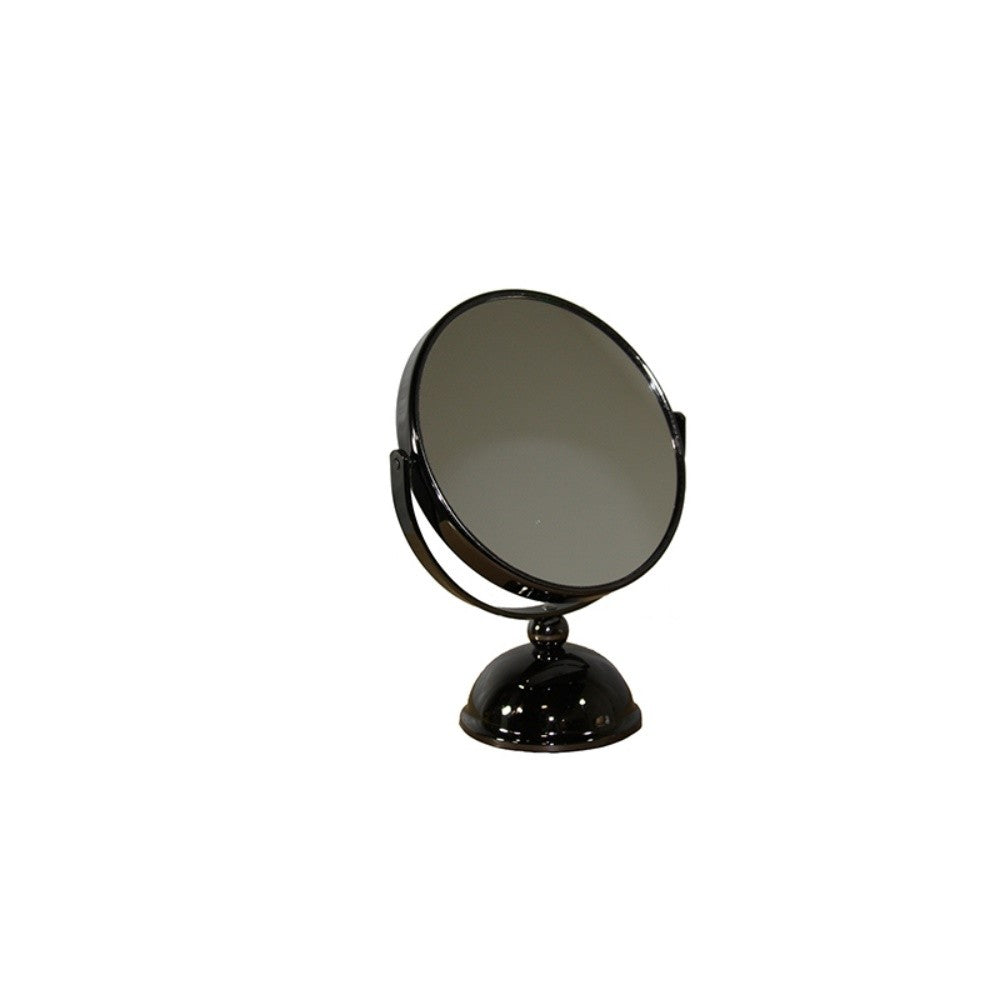 9" Black Round Metal Framed Makeup Shaving Tabletop Mirror