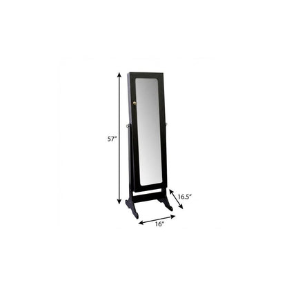 57" Brown Wood Freestanding Framed Cheval Mirror