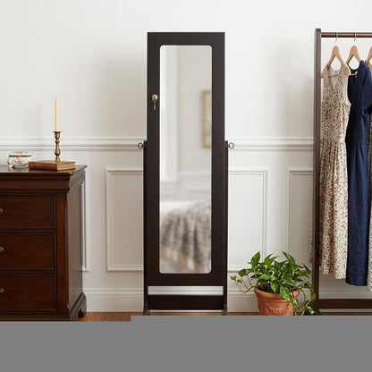 57" Brown Wood Freestanding Framed Cheval Mirror