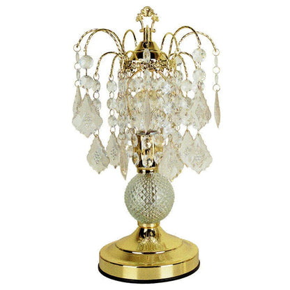 15" Gold And Faux Crystals Chandelier Style Table Lamp