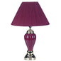 27" Silver Ceramic Bedside Table Lamp With Magenta Empire Shade