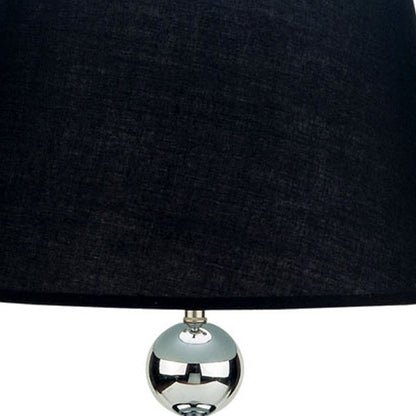 Silver Bauble Table Lamp with Black Shade