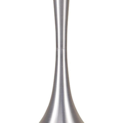 28" Silver Metal Bedside Table Lamp With White Shade