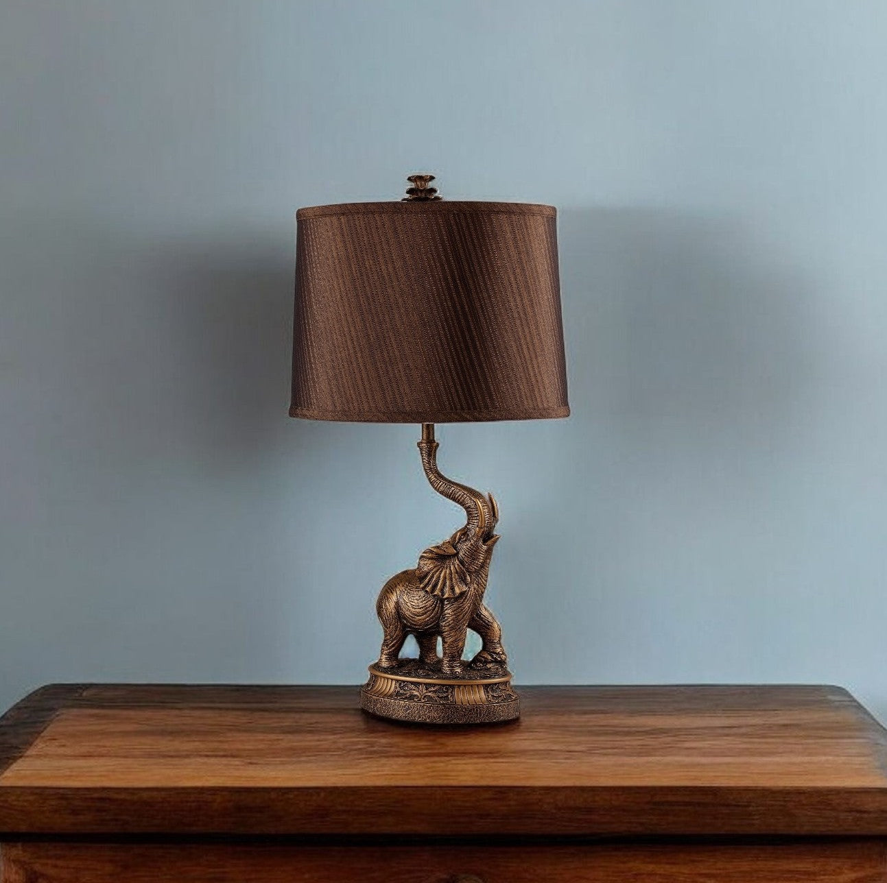 27" Bronze Bedside Table Lamp With Brown Shade