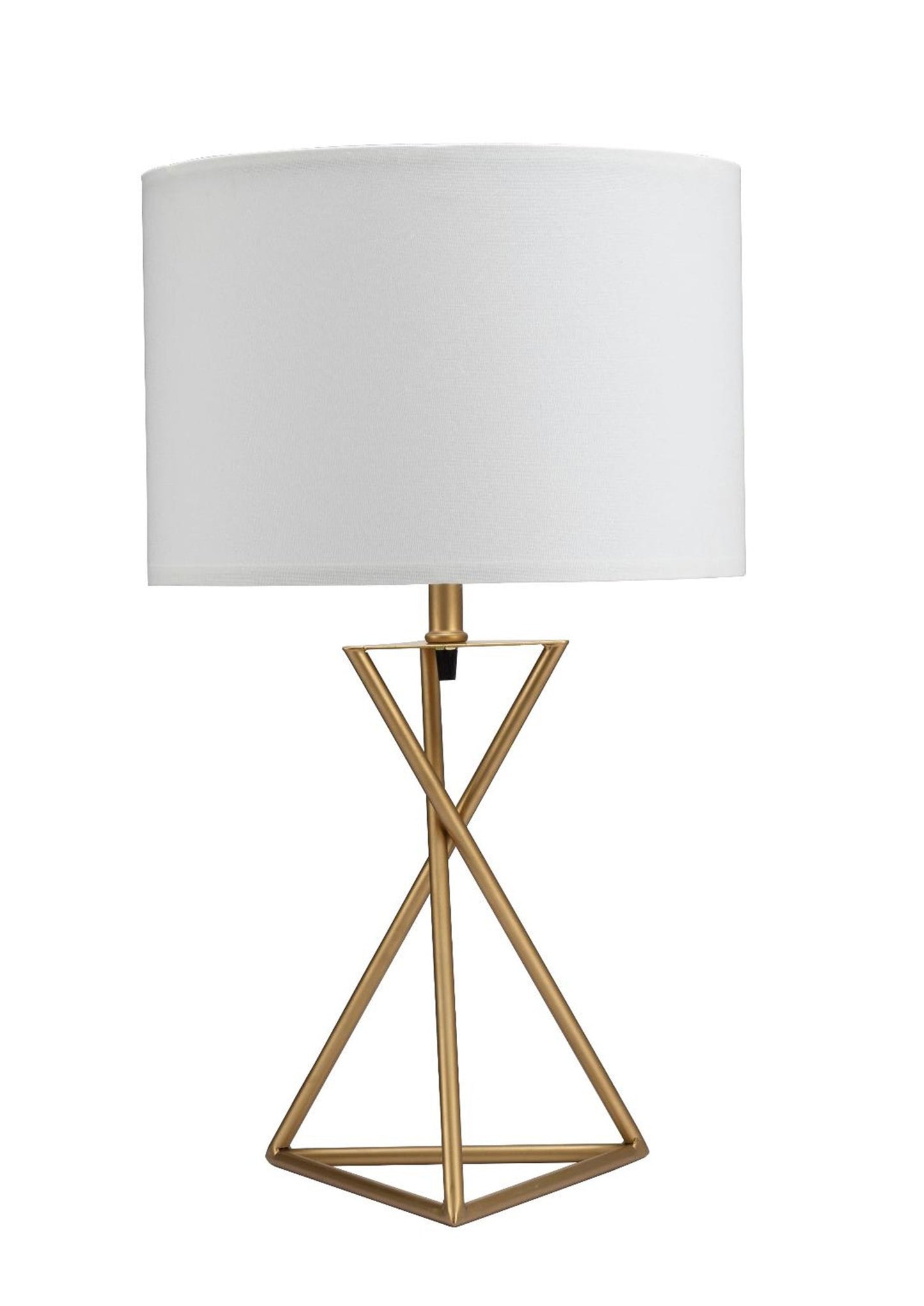 Contemporary Gold Geo Table Lamp with White Shade