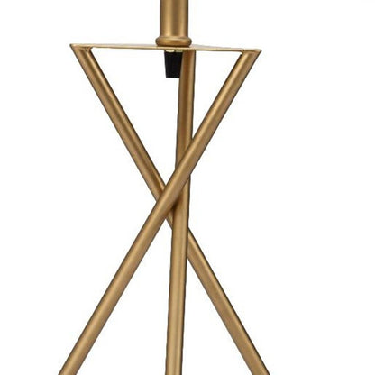 Contemporary Gold Geo Table Lamp with White Shade