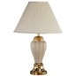 27" Ivory and Gold Ceramic Urn Table Lamp With Off White Empire Shade