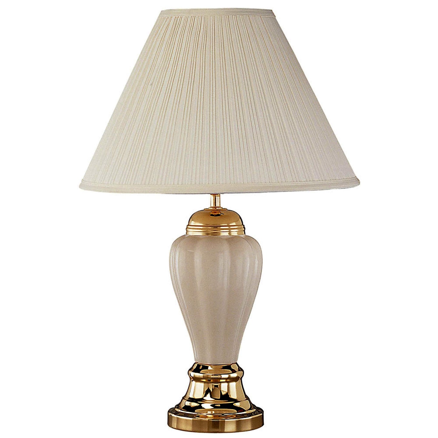 27" Ivory and Gold Ceramic Urn Table Lamp With Off White Empire Shade