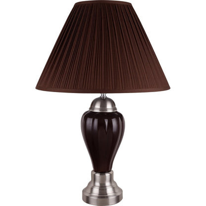 27" Gray and Silver Metal Urn Table Lamp With Gray Empire Shade