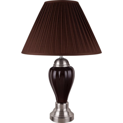 27" Gray and Silver Metal Urn Table Lamp With Gray Empire Shade