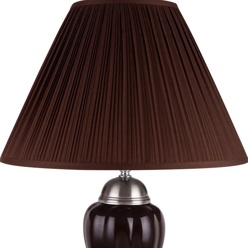 27" Gray and Silver Metal Urn Table Lamp With Gray Empire Shade