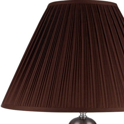27" Gray and Silver Metal Urn Table Lamp With Gray Empire Shade