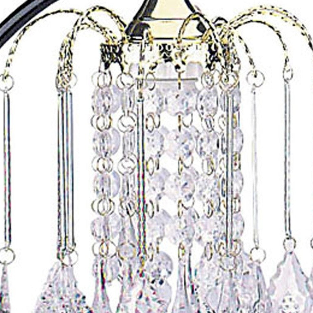 27" Black and Gold Metal Faux Crystal Chandelier Table Lamp