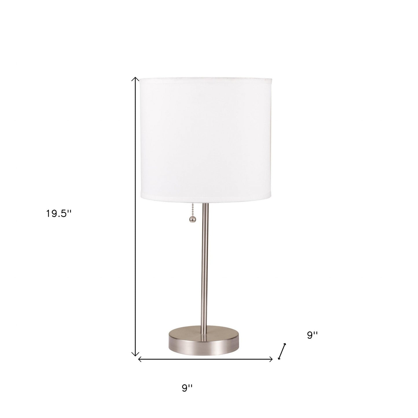 20" Silver Metal Candlestick Table Lamp With White Classic Drum Shade