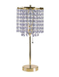 20" Gold Metal Bedside Table Lamp With Clear Drum Shade