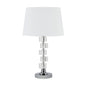 20" Silver Crystal Stacked Geo Cubes Table Lamp With White Classic Empire Shade