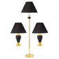 Set of Three 64" Black Urn Bedside Lamps With Empire Shades