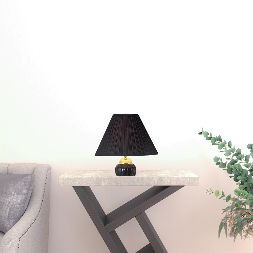 Set Of Three 64" Gold and White Ceramic Bedside Floor and Table Lamp Set With Off White Empire Shade