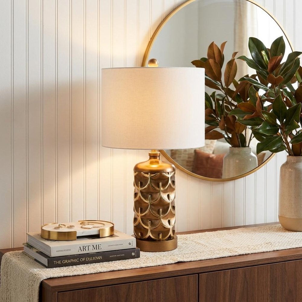 Magestic Brown and Gold Geo Table Lamp