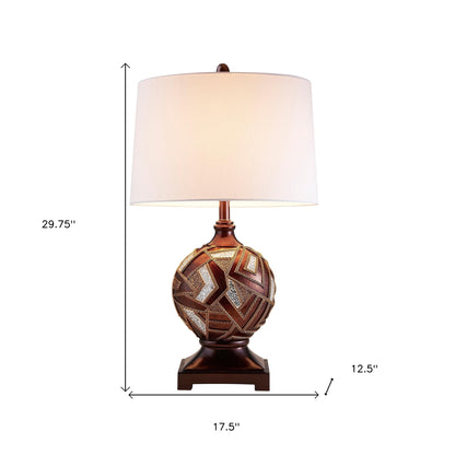 Brown Metallic Mosaic Design Table Lamp