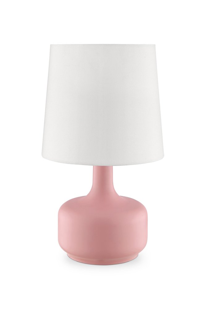 17" White Metal Bedside Table Lamp With Off-White Shade