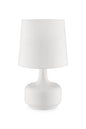 17" White Metal Bedside Table Lamp With Off-White Shade