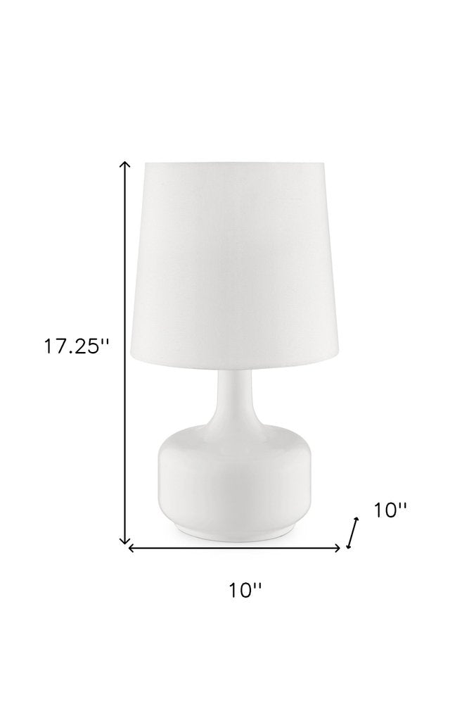 17" Pink Metal Bedside Table Lamp With White Shade