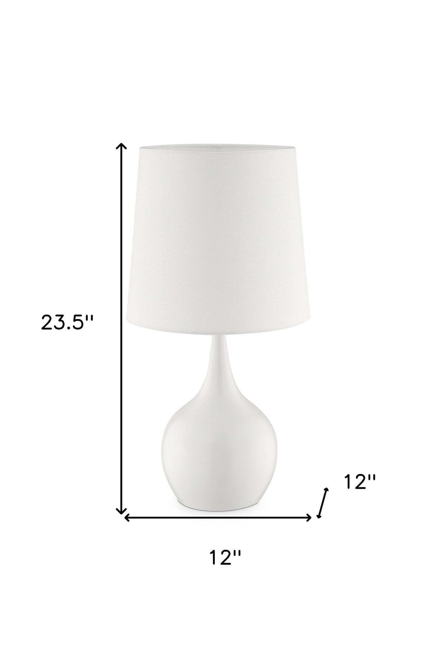 24" White Metal Bedside Table Lamp With Off-White Shade