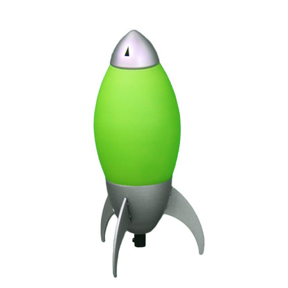 11" Green And Silver Acrylic And Metal Rocket Shaped Bedside Lamp