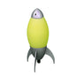 11" Yellow And Silver Acrylic And Metal Rocket Shaped Bedside Lamp
