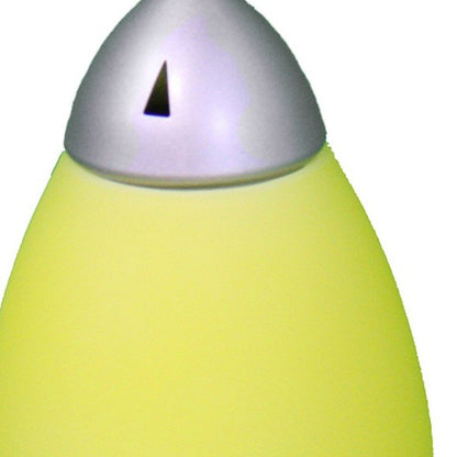 11" Yellow And Silver Acrylic And Metal Rocket Shaped Bedside Lamp