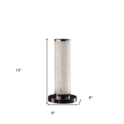 13” Modern White Sand Crystal And Steel Table Lamp