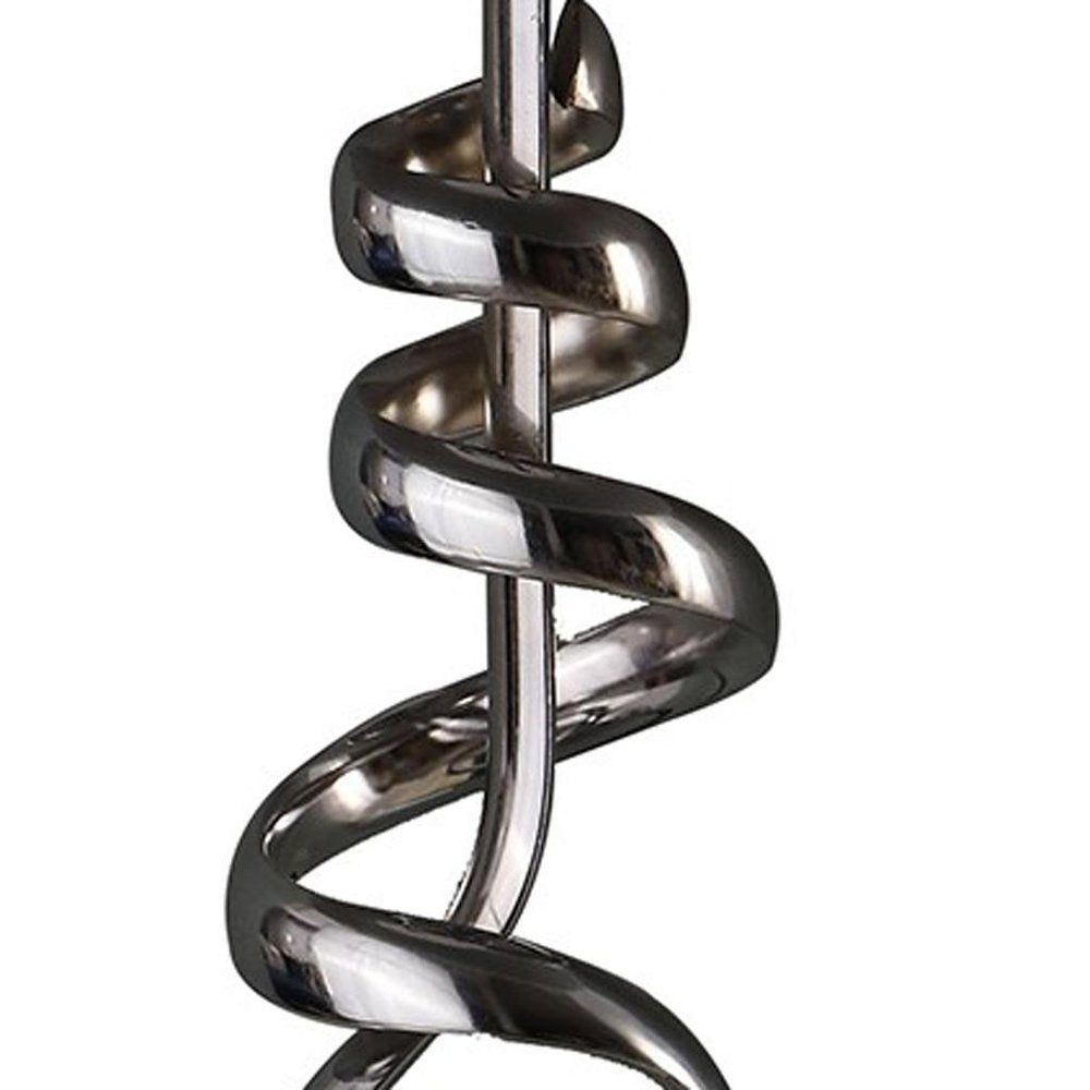 22" Nickel Bedside Table Lamp With Off White Drum Shade