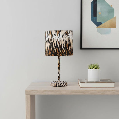 19" Brown And Black Bedside Table Lamp With Brown And Black Drum Shade