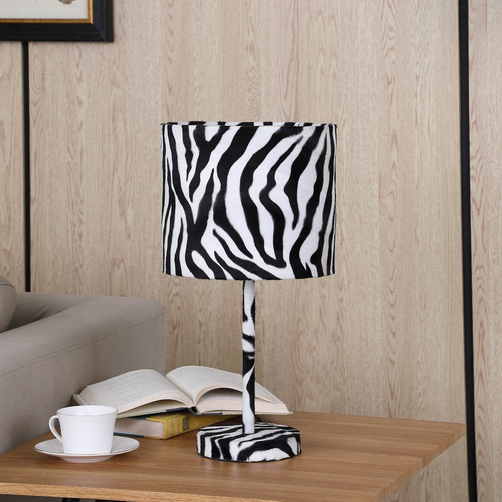 19" Orange And Black Metal Bedside Table Lamp With Orange And Black Drum Shade