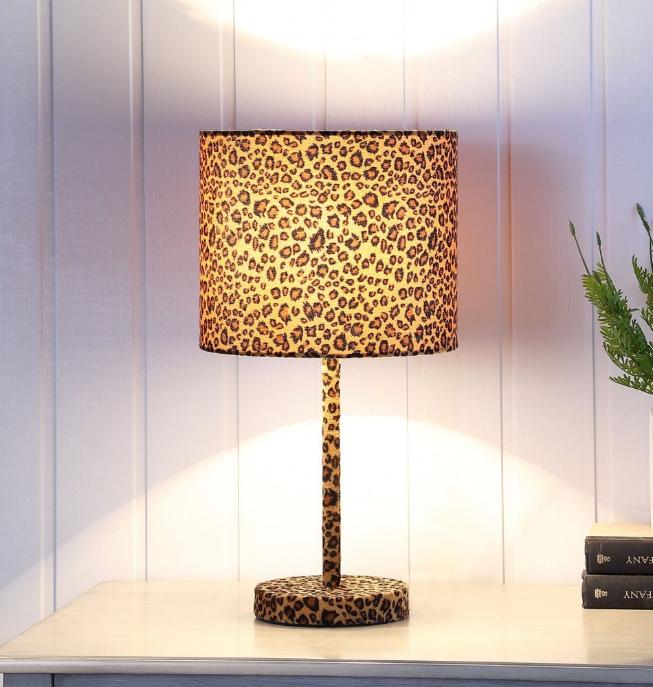 19" Amber And Black Bedside Lamp With Drum Shade