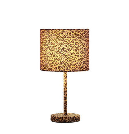 19" Amber And Black Bedside Lamp With Drum Shade