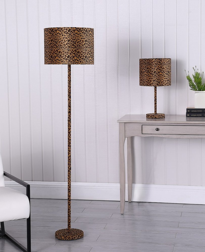 19" Amber And Black Bedside Lamp With Drum Shade