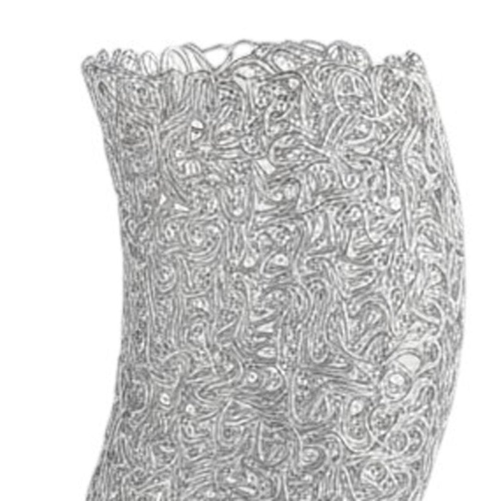 12" Silver Bedside Table Lamp With Silver Swirl Novelty Shade