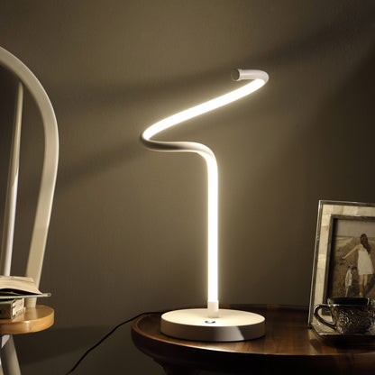 18" White Curvy Spiral LED Table Lamp