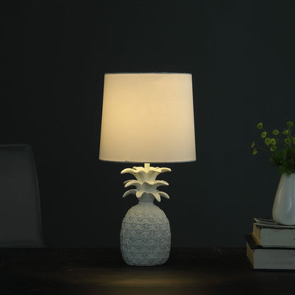 17" White Pineapple Table Lamp With White Empire Shade